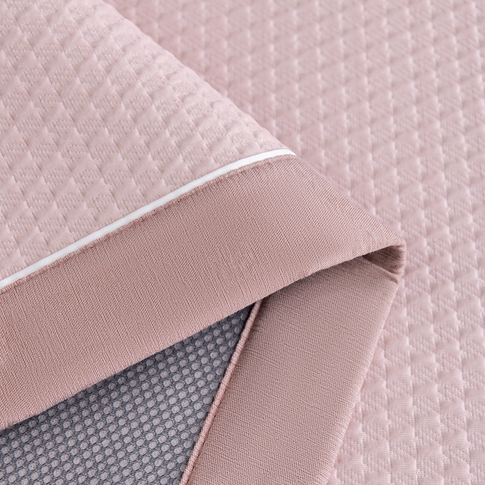 91家纺网 家纺一手货源 找家纺 小牛席业 2026新款经典款-千鸟格冷感豆豆席系列 粉色