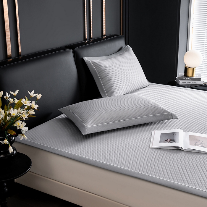 91家纺网 家纺一手货源 找家纺 小牛席业 2026新款经典款-千鸟格冷感豆豆席系列 灰色