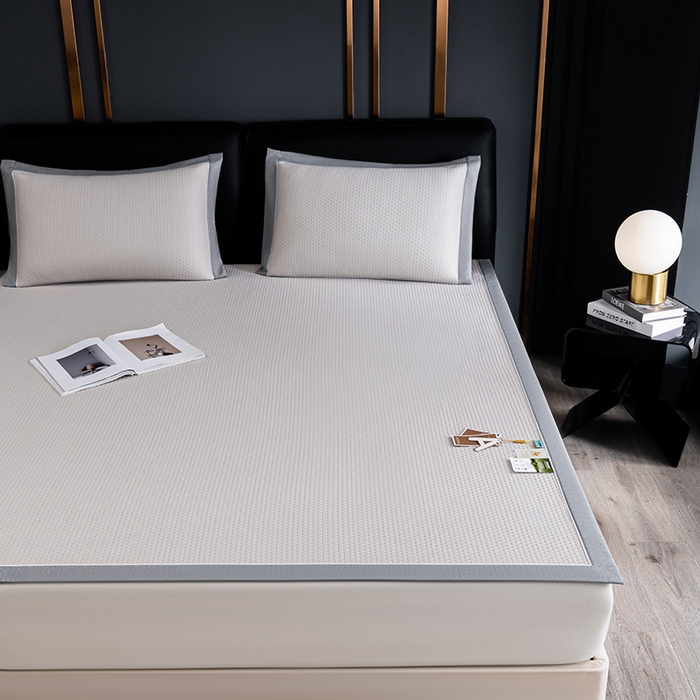 91家纺网 家纺一手货源 找家纺 小牛席业 2026新款经典款-千鸟格冷感豆豆席系列 米色