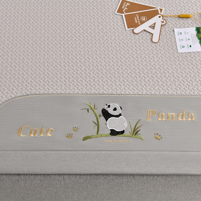 91家纺网 家纺一手货源 找家纺 小牛席业 2026新款爱家熊猫豆豆席系列 米色