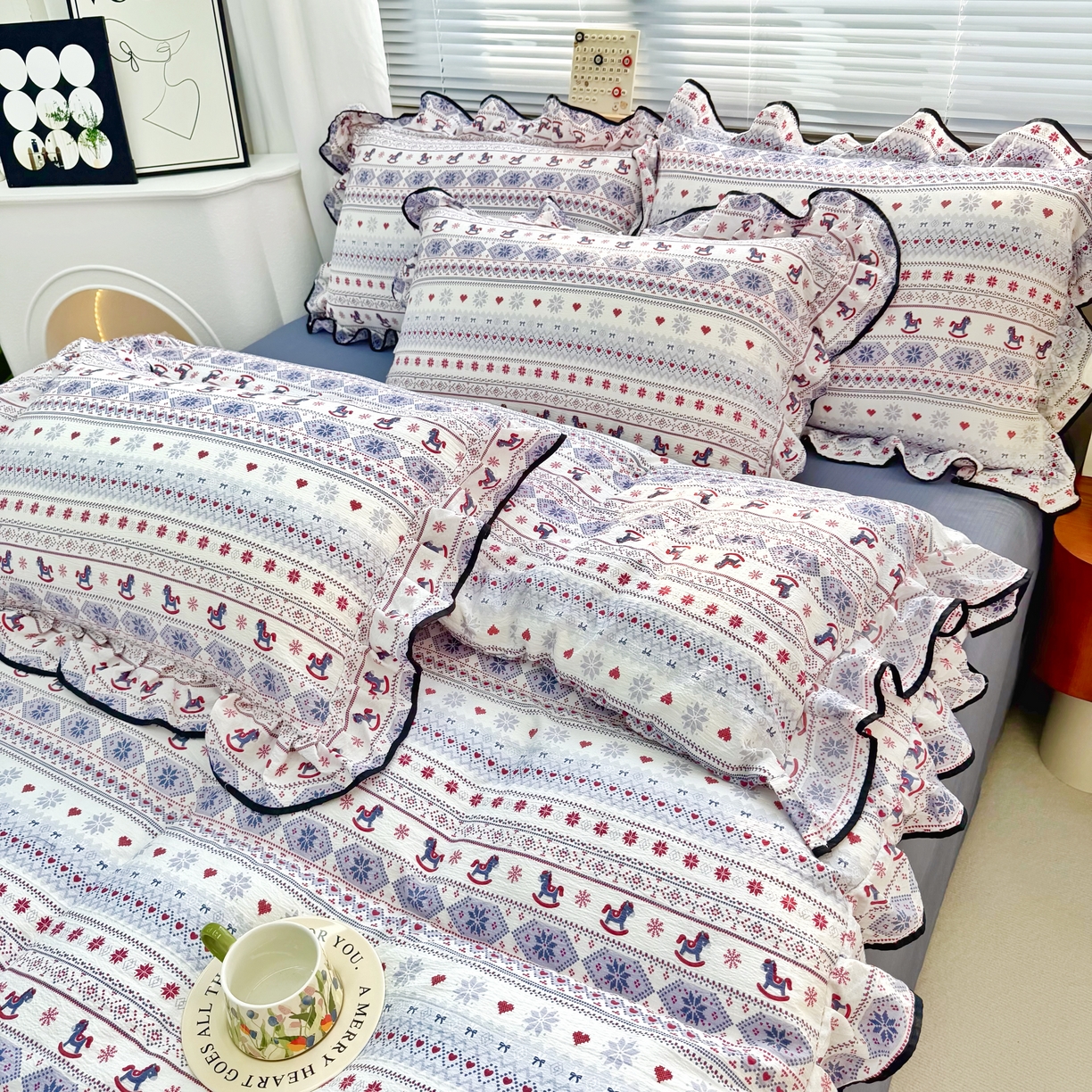 91家纺网 家纺一手货源 找家纺 九诺家纺 2026新款秋冬加厚磨毛床单四件套 马上有福