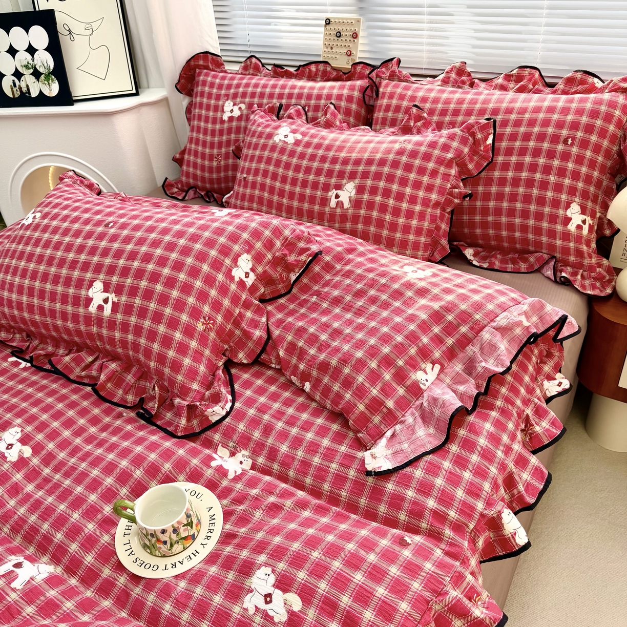 91家纺网 家纺一手货源 找家纺 九诺家纺 2026新款秋冬加厚磨毛床单四件套 幸福飞马