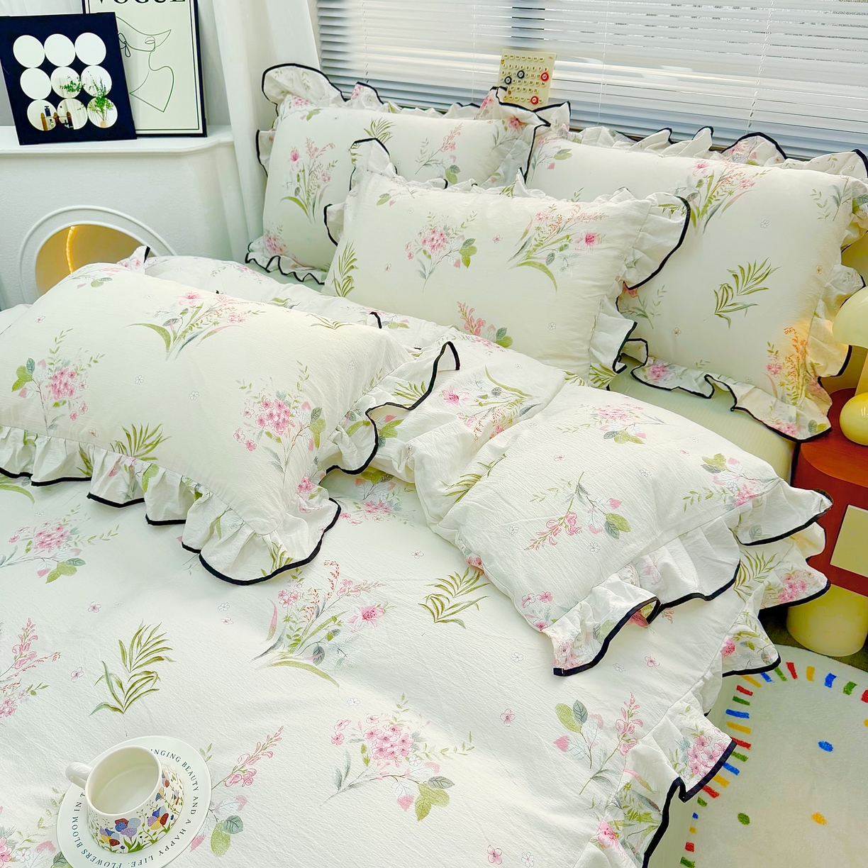 九诺家纺 2026新款秋冬加厚磨毛床单四件套 春意安然