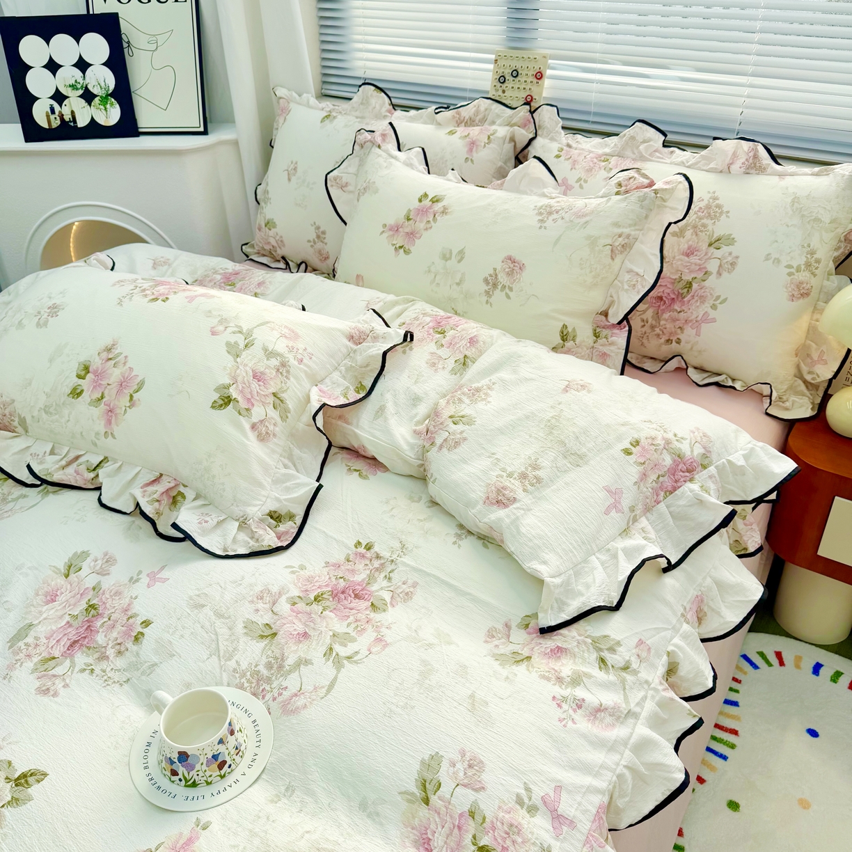 91家纺网 家纺一手货源 找家纺 九诺家纺 2026新款秋冬加厚磨毛床单四件套 花谷,花谷