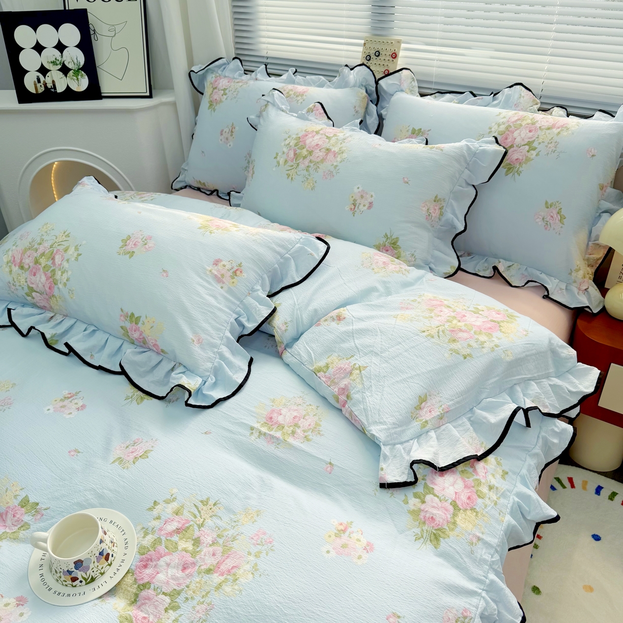 九诺家纺 2026新款秋冬加厚磨毛床单四件套 花语时光