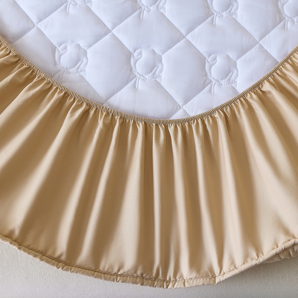 91家纺网 家纺一手货源 找家纺 （总）彩亿家纺 2026新款A类纯棉夹棉床笠三件套全包防滑床垫保护套-棉花