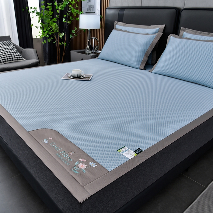 91家纺网 家纺一手货源 找家纺 小牛席业 2026新款7D速冷凉感豆豆席系列 蓝色