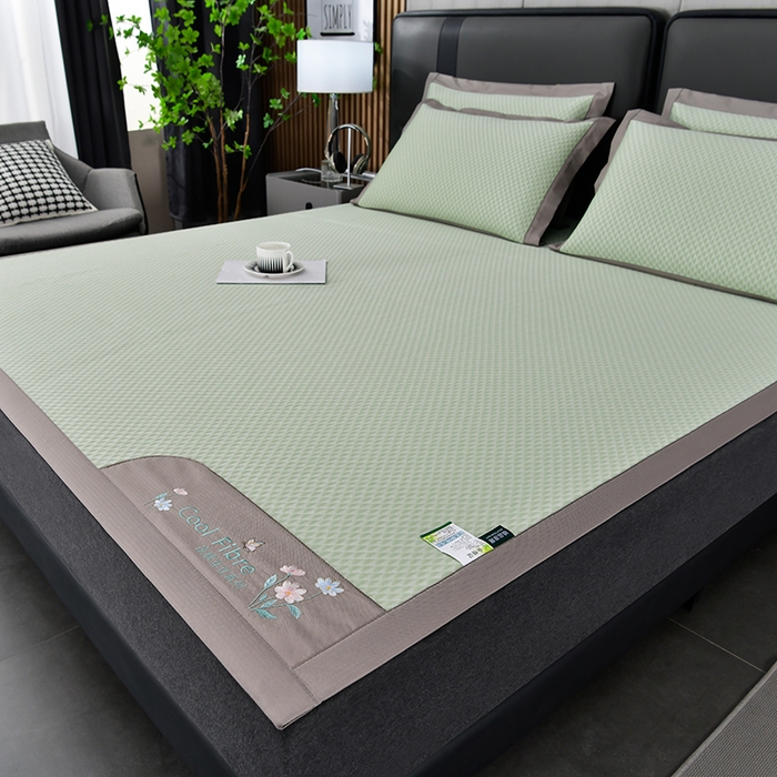 91家纺网 家纺一手货源 找家纺 小牛席业 2026新款7D速冷凉感豆豆席系列 浅绿