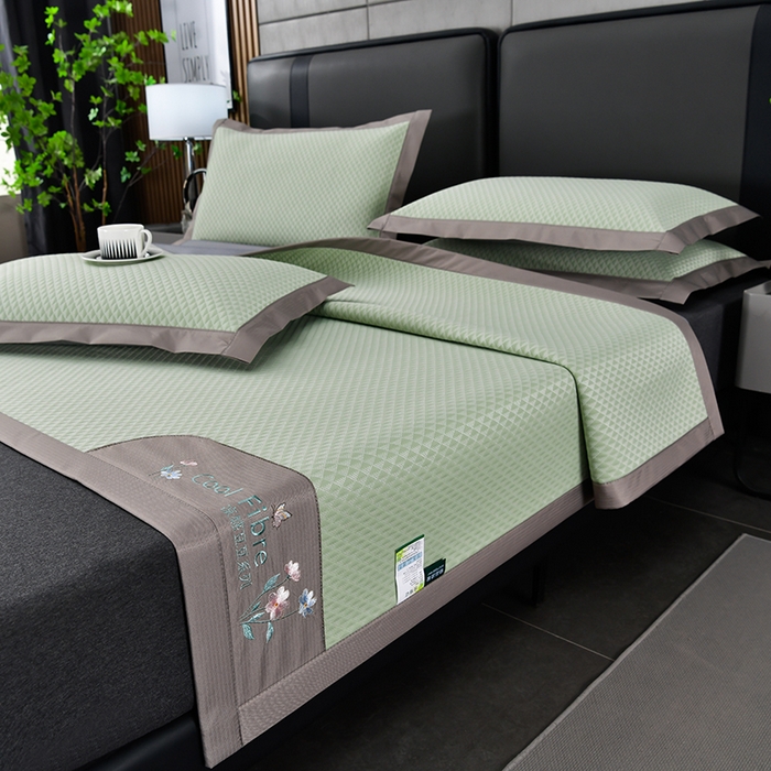 91家纺网 家纺一手货源 找家纺 小牛席业 2026新款7D速冷凉感豆豆席系列 浅绿