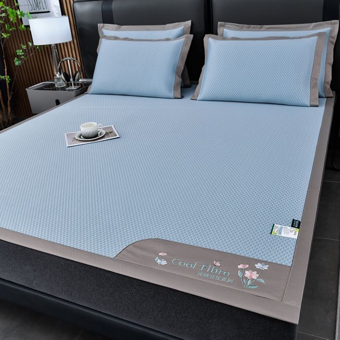 91家纺网 家纺一手货源 找家纺 小牛席业 2026新款7D速冷凉感豆豆席系列 蓝色