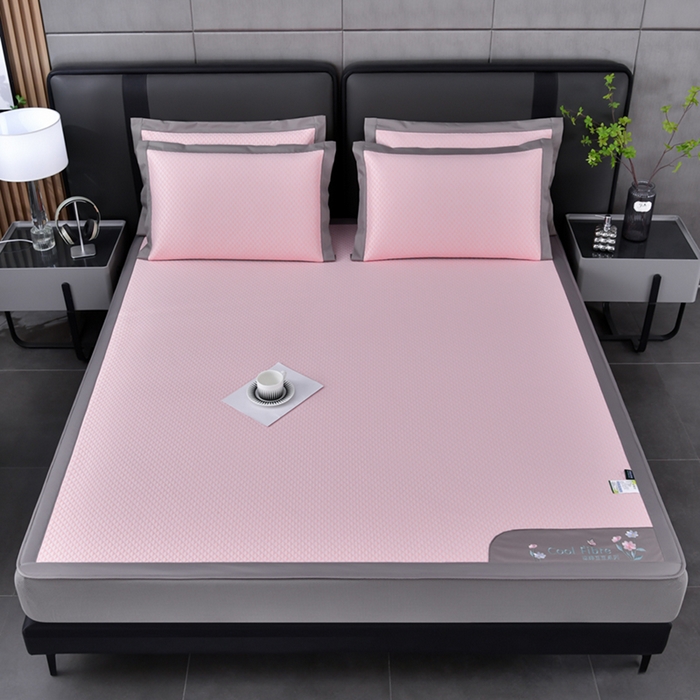 91家纺网 家纺一手货源 找家纺 小牛席业 2026新款7D速冷凉感豆豆席系列（床笠款） 粉色