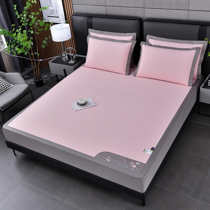 91家纺网 家纺一手货源 找家纺 小牛席业 2026新款7D速冷凉感豆豆席系列（床笠款） 粉色