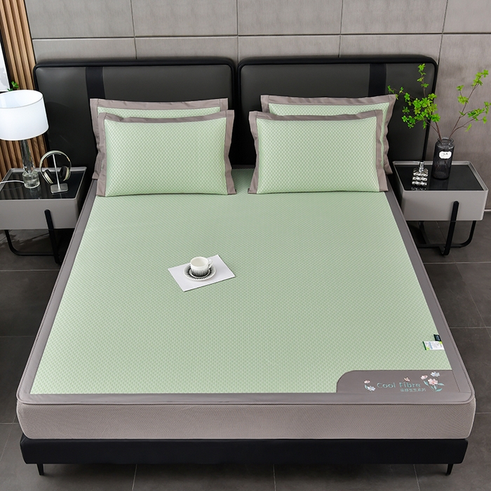 91家纺网 家纺一手货源 找家纺 小牛席业 2026新款7D速冷凉感豆豆席系列（床笠款） 浅绿