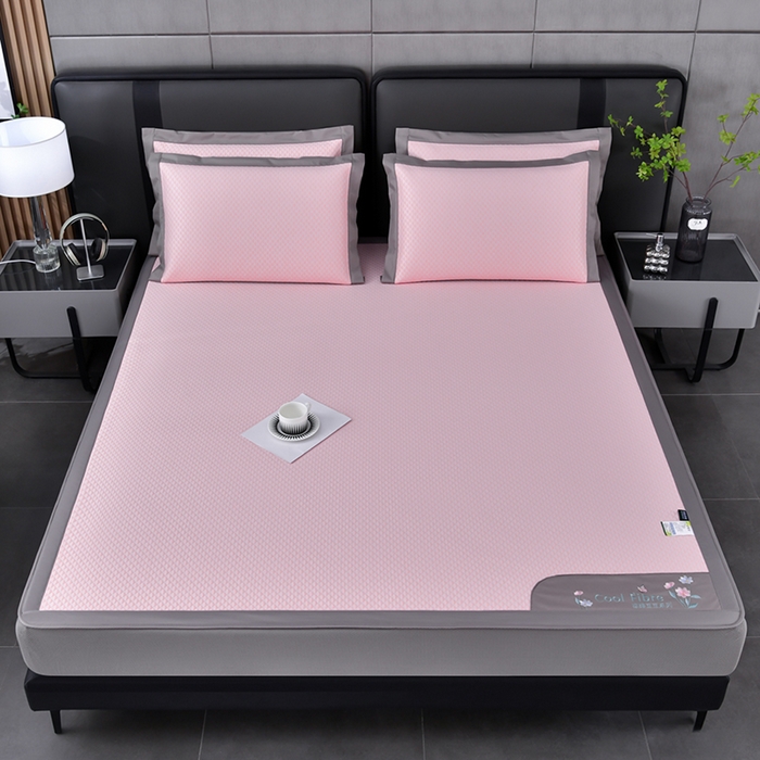 91家纺网 家纺一手货源 找家纺 小牛席业 2026新款7D速冷凉感豆豆席系列（床笠款） 粉色