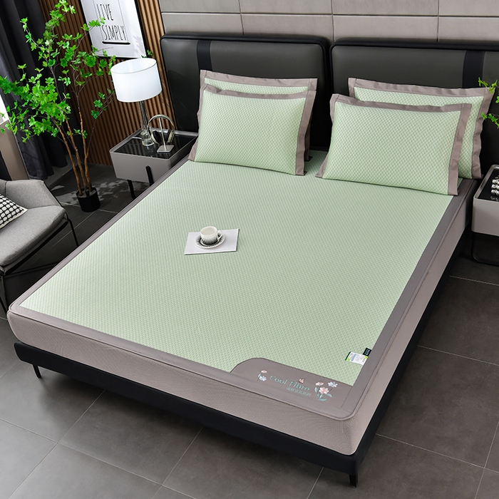 91家纺网 家纺一手货源 找家纺 小牛席业 2026新款7D速冷凉感豆豆席系列（床笠款） 浅绿