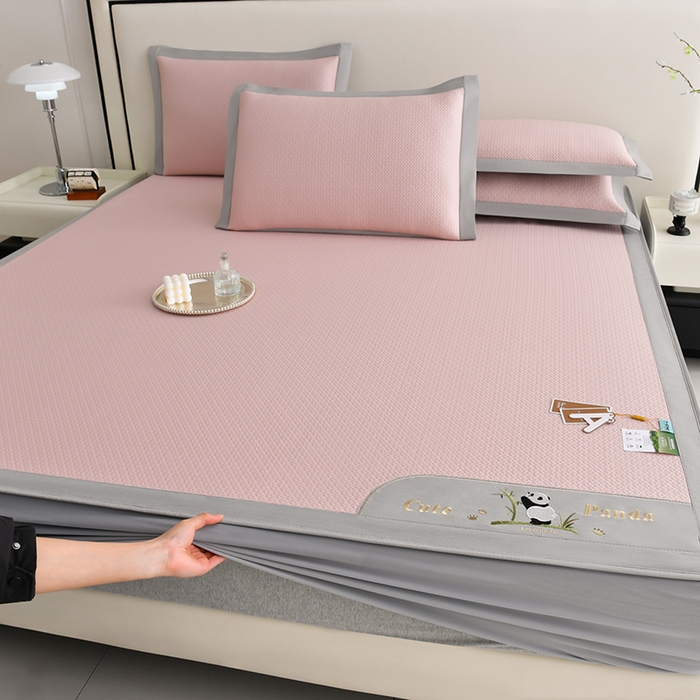 （总）小牛席业 2026新款爱家熊猫冷感豆豆席系列（床笠款）凉席藤席冰藤席冰丝席竹席乳胶席凉感豆豆席