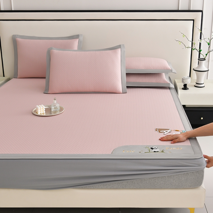 91家纺网 家纺一手货源 找家纺 （总）小牛席业 2026新款爱家熊猫冷感豆豆席系列（床笠款）凉席藤席冰藤席冰丝席竹席乳胶席凉感豆豆席