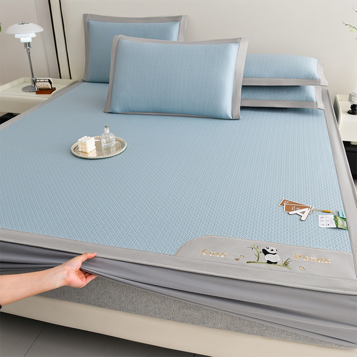 91家纺网 家纺一手货源 找家纺 （总）小牛席业 2026新款爱家熊猫冷感豆豆席系列（床笠款）凉席藤席冰藤席冰丝席竹席乳胶席凉感豆豆席