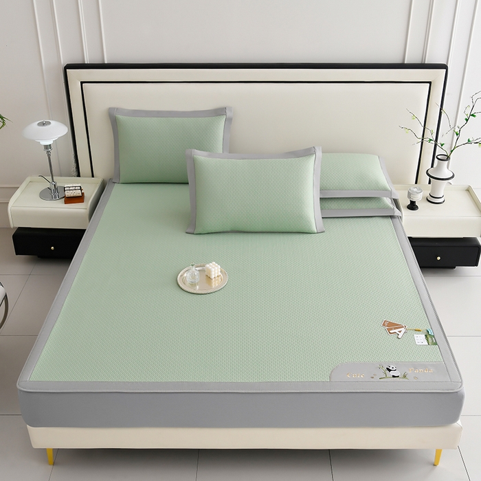 91家纺网 家纺一手货源 找家纺 小牛席业 2026新款爱家熊猫冷感豆豆席系列（床笠款） 绿色