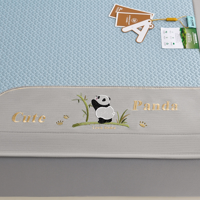 91家纺网 家纺一手货源 找家纺 小牛席业 2026新款爱家熊猫冷感豆豆席系列（床笠款） 蓝色