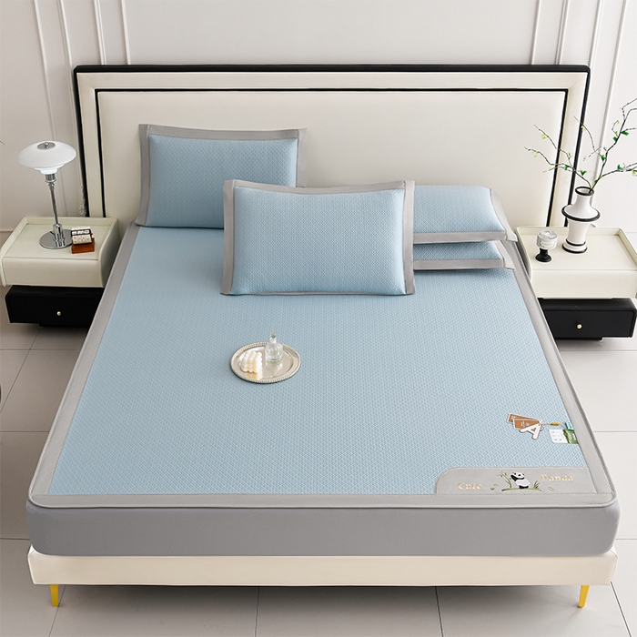 91家纺网 家纺一手货源 找家纺 小牛席业 2026新款爱家熊猫冷感豆豆席系列（床笠款） 蓝色