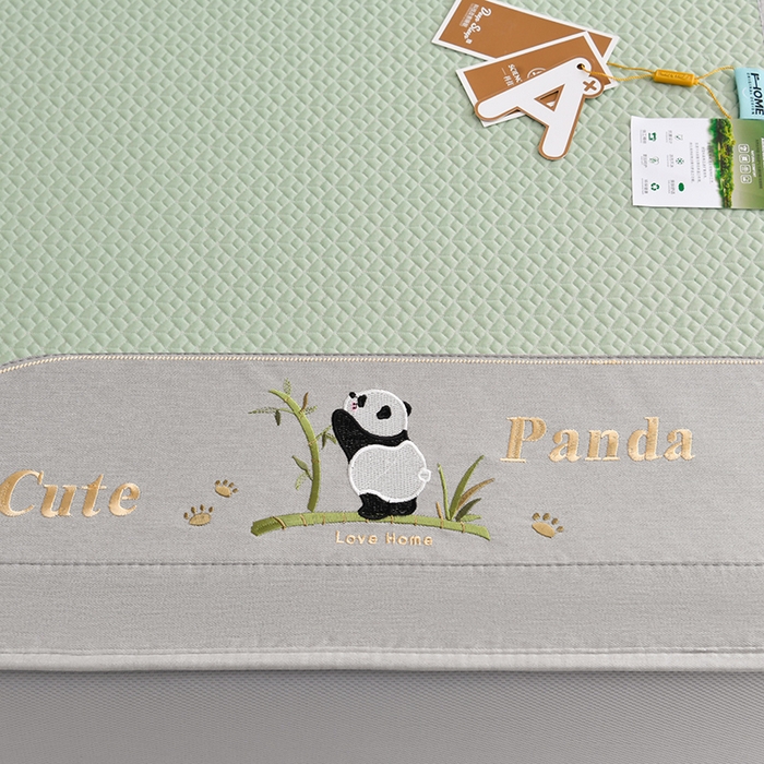 91家纺网 家纺一手货源 找家纺 小牛席业 2026新款爱家熊猫冷感豆豆席系列（床笠款） 绿色