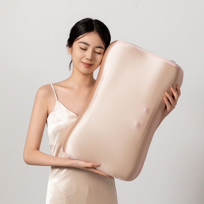 91家纺网 家纺一手货源 找家纺 七夜居 2026新款磁石枕玉石枕生物基聚氨酯零压力双拼慢回弹枕芯枕头 粉玉