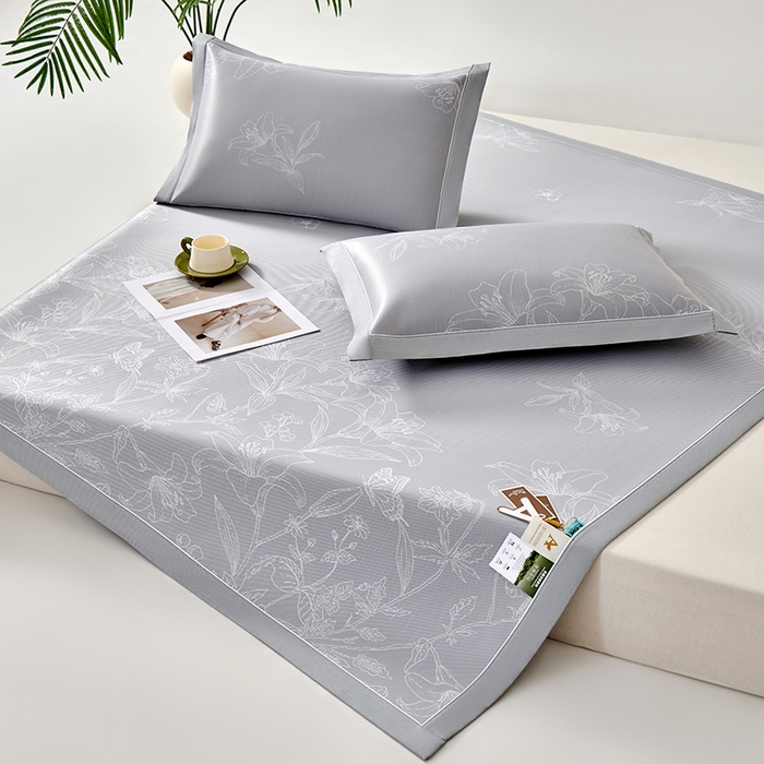 91家纺网 家纺一手货源 找家纺 （总）小牛席业 2026新款【实拍风格】双PE凉感-百合清凉冰丝席系列凉席藤席冰藤席冰丝席PE大提花