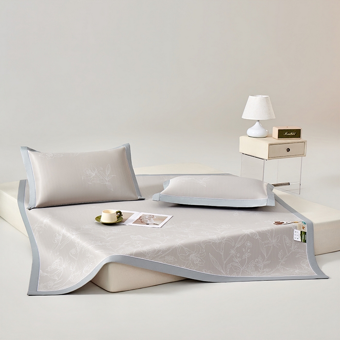 91家纺网 家纺一手货源 找家纺 小牛席业 2026新款【实拍风格】双PE凉感-百合清凉冰丝席系列 香槟