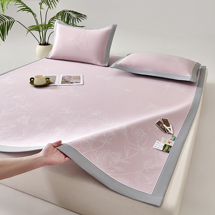 小牛席业 2026新款【实拍风格】双PE凉感-百合清凉冰丝席系列 粉色