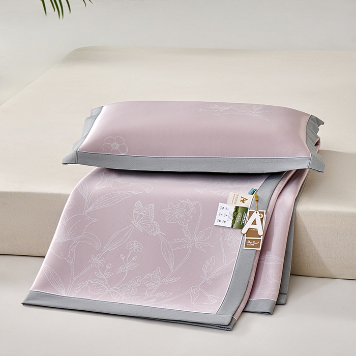 91家纺网 家纺一手货源 找家纺 小牛席业 2026新款【实拍风格】双PE凉感-百合清凉冰丝席系列 粉色