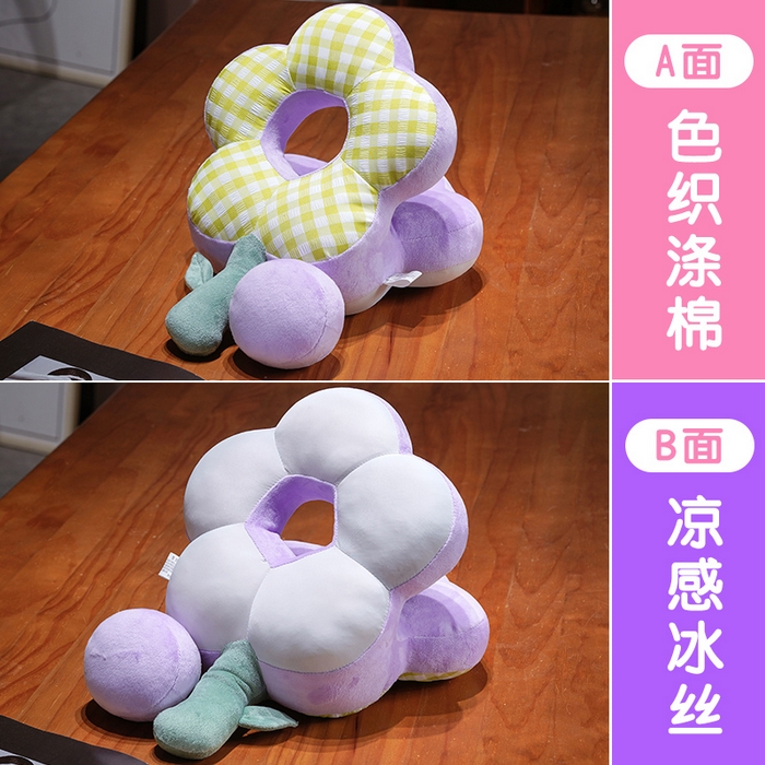 91家纺网 家纺一手货源 找家纺 仟亿莱 2026新款泡泡格花朵冰丝双面午睡枕 绿白格子