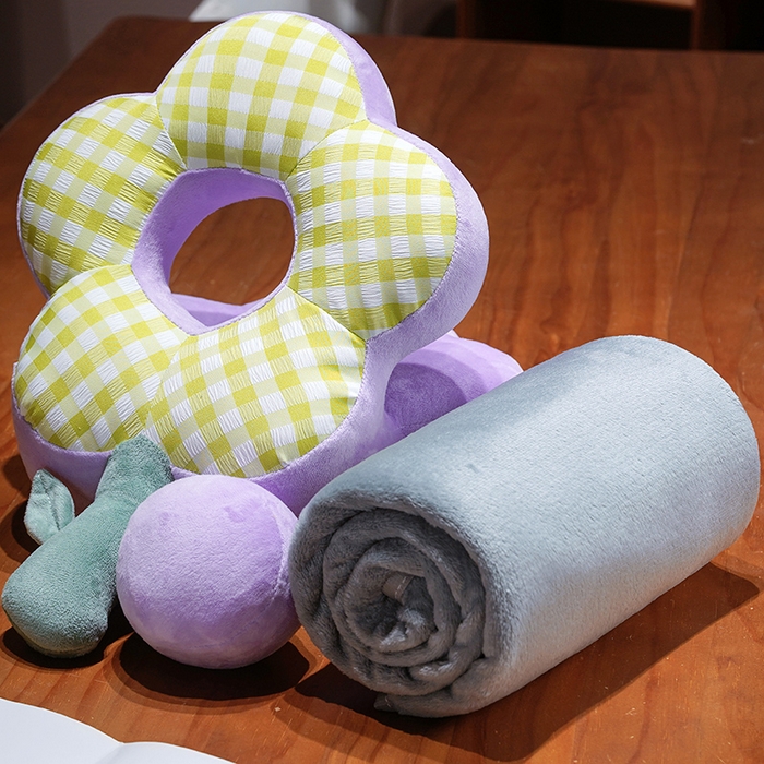 91家纺网 家纺一手货源 找家纺 仟亿莱 2026新款泡泡格花朵冰丝双面午睡枕 绿白格子