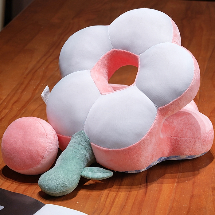 91家纺网 家纺一手货源 找家纺 仟亿莱 2026新款泡泡格花朵冰丝双面午睡枕 蓝白格子