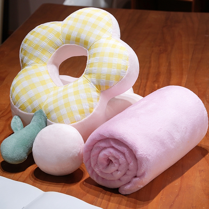 91家纺网 家纺一手货源 找家纺 仟亿莱 2026新款泡泡格花朵冰丝双面午睡枕 黄白格子