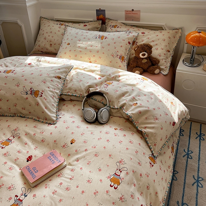 91家纺网 家纺一手货源 找家纺 （总）忆生活家纺 2026新款棉麻小清新三角针贝壳边四件套