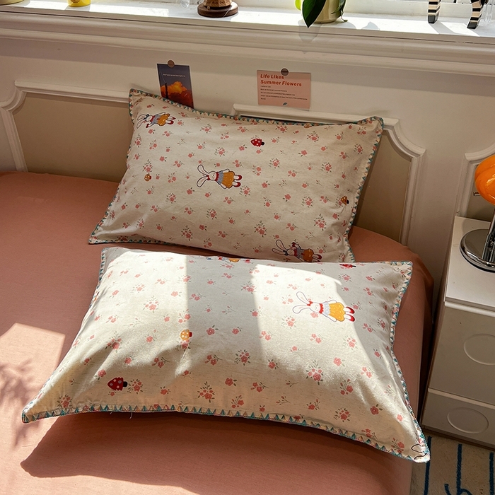 91家纺网 家纺一手货源 找家纺 （总）忆生活家纺 2026新款棉麻小清新三角针贝壳边四件套