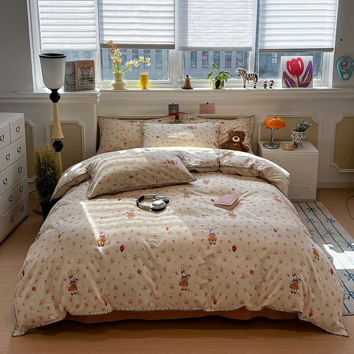 91家纺网 家纺一手货源 找家纺 （总）忆生活家纺 2026新款棉麻小清新三角针贝壳边四件套