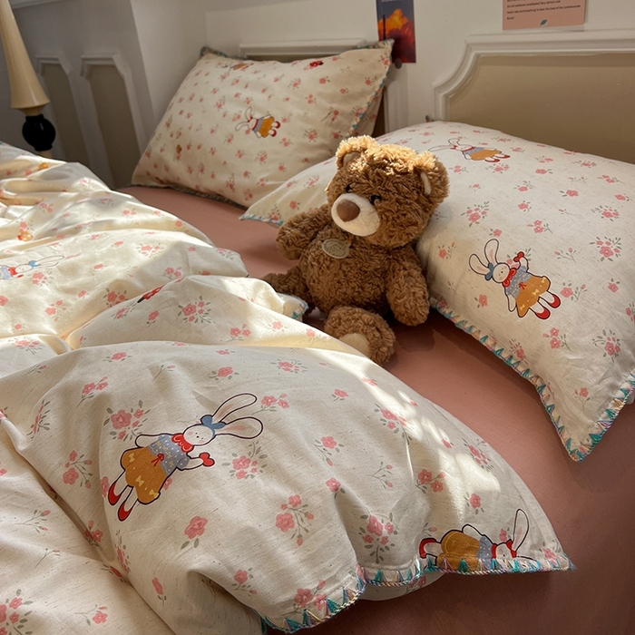 91家纺网 家纺一手货源 找家纺 （总）忆生活家纺 2026新款棉麻小清新三角针贝壳边四件套