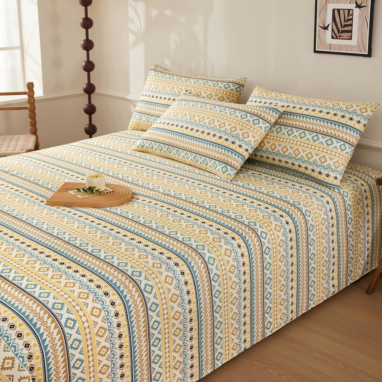 91家纺网 家纺一手货源 找家纺 （总）美丽折家纺 2026春夏新款原棉老粗布三件套  老粗布凉席三件套床单