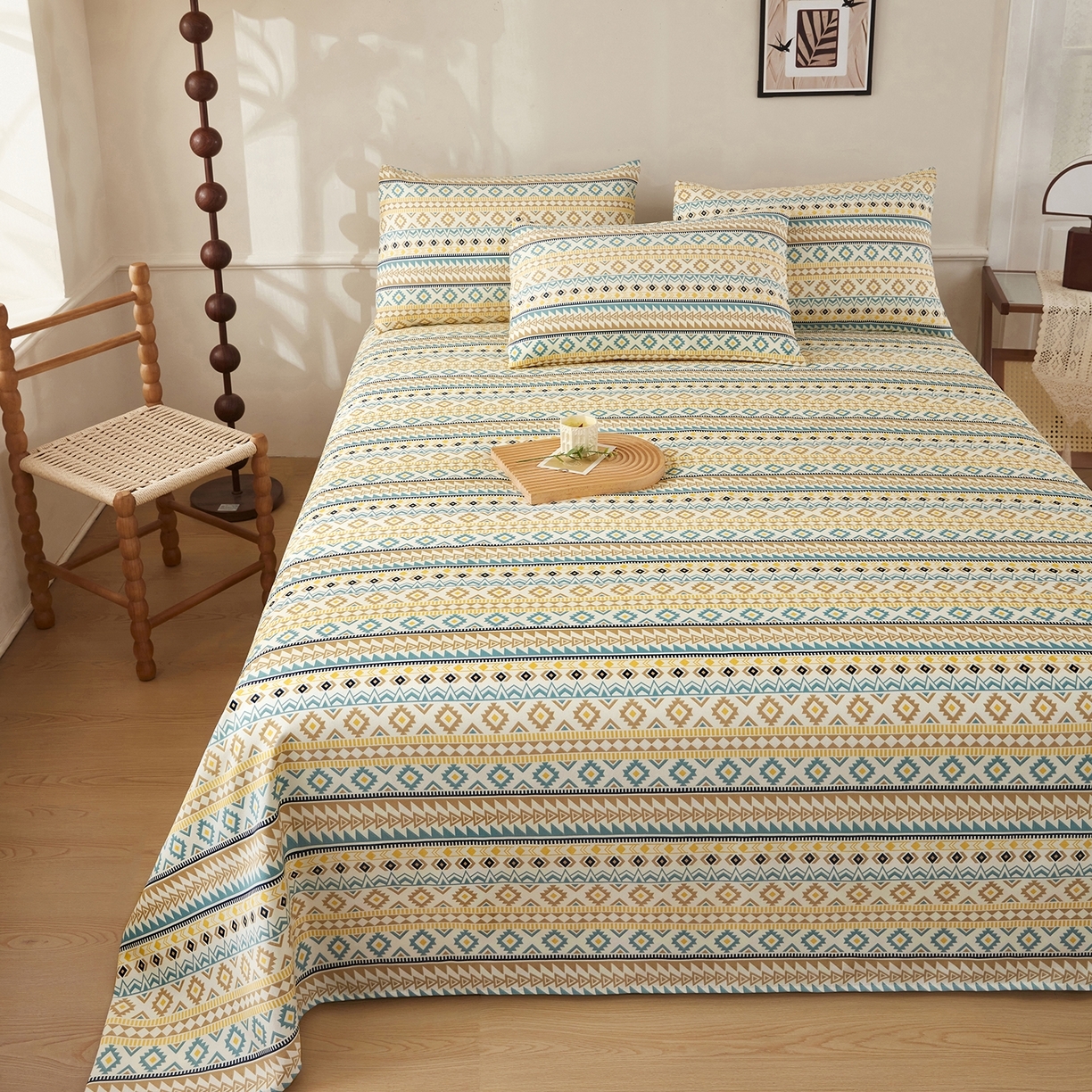 91家纺网 家纺一手货源 找家纺 （总）美丽折家纺 2026春夏新款原棉老粗布三件套  老粗布凉席三件套床单