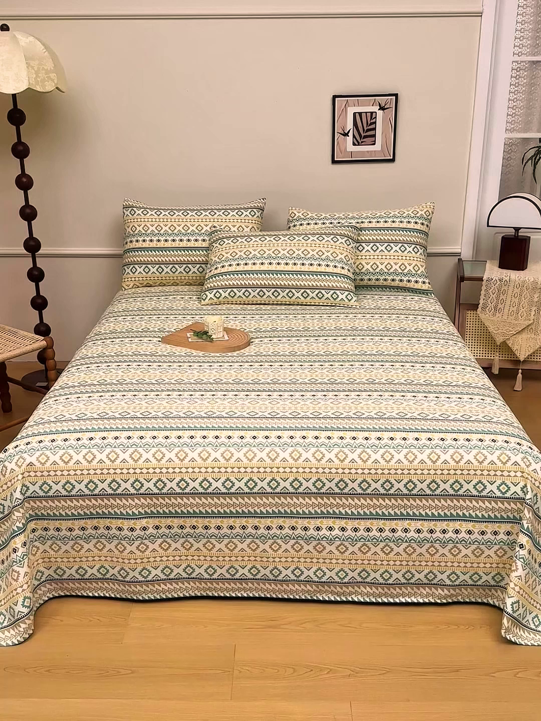 91家纺网 家纺一手货源 找家纺 （总）美丽折家纺 2026春夏新款原棉老粗布三件套  老粗布凉席三件套床单