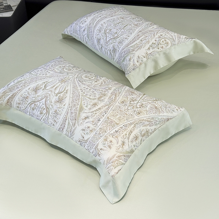 宜家坊 2026春夏新款莱赛尔天丝夏被嵌绳款数码印花单夏被夏被四件套单床笠单床单款-单枕套 莉格西塔（B版晨露绿）