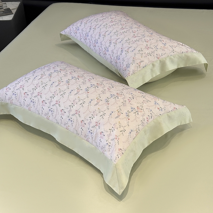 宜家坊 2026春夏新款莱赛尔天丝夏被嵌绳款数码印花单夏被夏被四件套单床笠单床单款-单枕套 浅知（B版晨露绿）