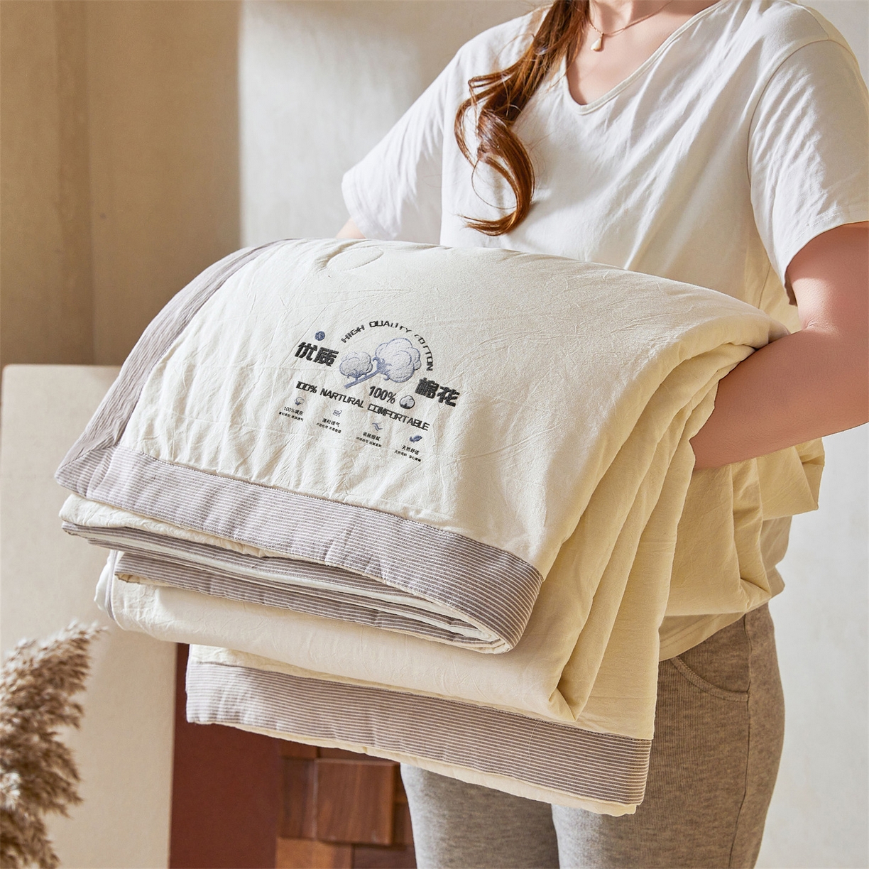 91家纺网 家纺一手货源 找家纺 （总）招财星家纺 2026新款棉花夏被无印风纯色新疆棉夏凉被空调被棉花夏被棉花被子百分百新疆棉（含质检报告买家秀）