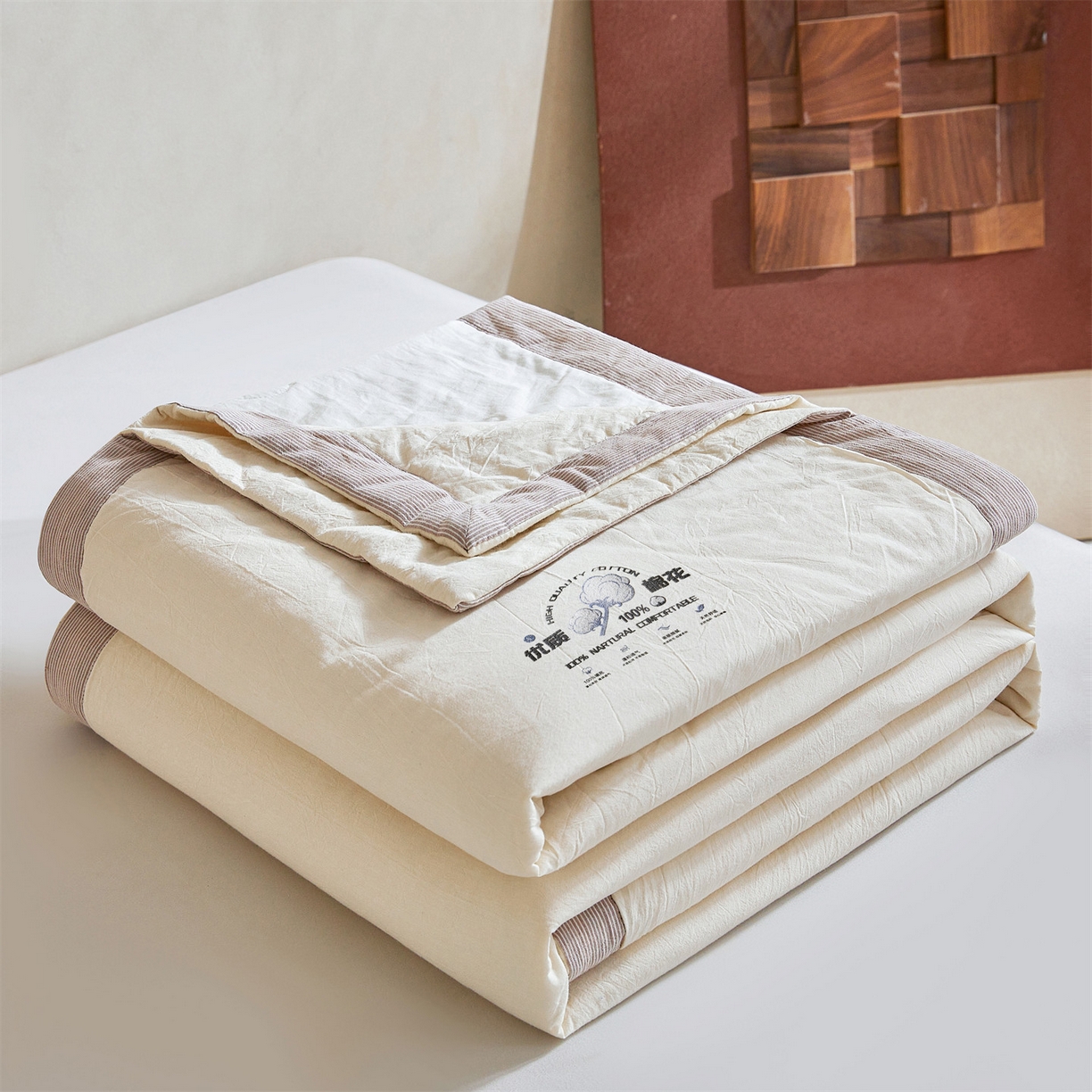 91家纺网 家纺一手货源 找家纺 招财星家纺 2026新款棉花夏被无印风纯色新疆棉夏凉被空调被棉花夏被棉花被子百分百新疆棉（含质检报告买家秀） 简雅-奶白