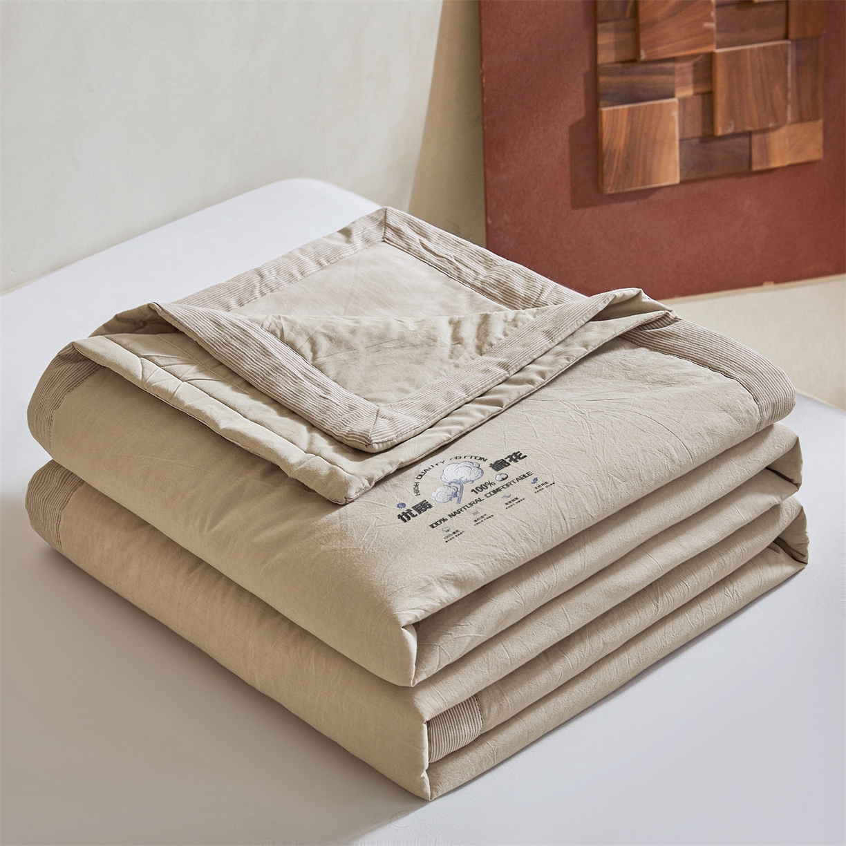 91家纺网 家纺一手货源 找家纺 招财星家纺 2026新款棉花夏被无印风纯色新疆棉夏凉被空调被棉花夏被棉花被子百分百新疆棉（含质检报告买家秀） 简雅-浅卡其