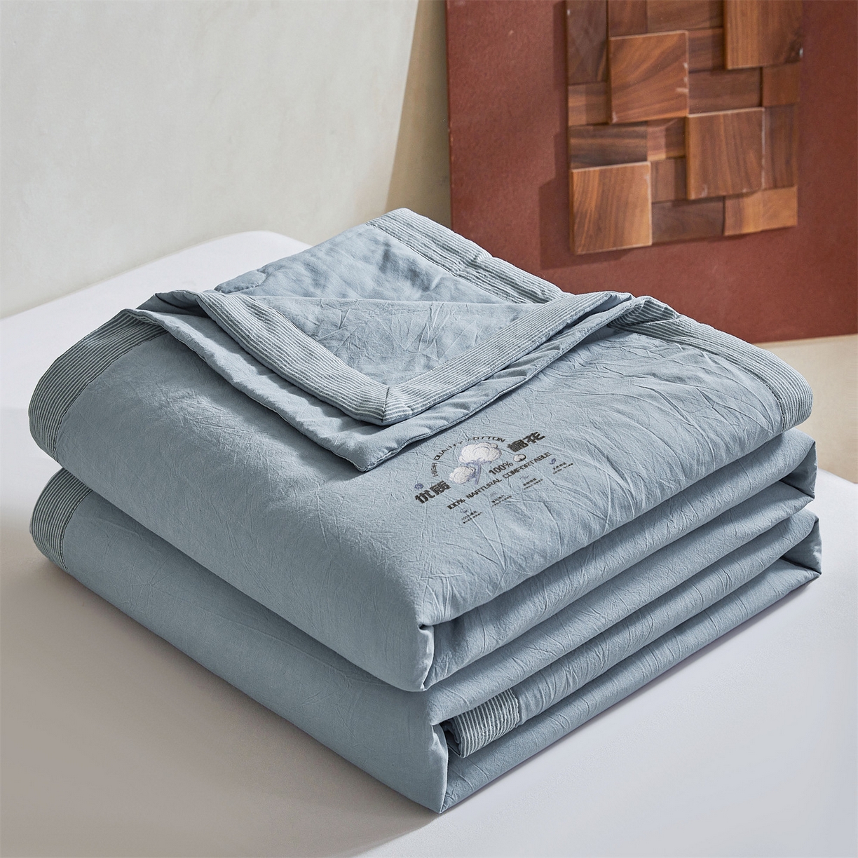 91家纺网 家纺一手货源 找家纺 招财星家纺 2026新款棉花夏被无印风纯色新疆棉夏凉被空调被棉花夏被棉花被子百分百新疆棉（含质检报告买家秀） 简雅-宾利蓝