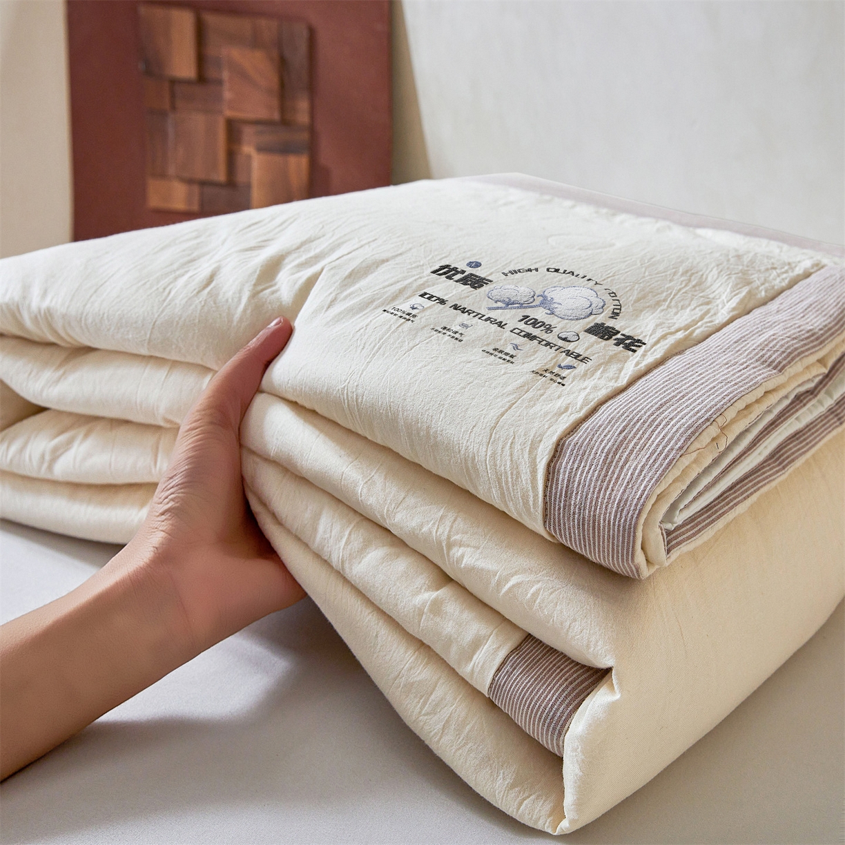 91家纺网 家纺一手货源 找家纺 招财星家纺 2026新款棉花夏被无印风纯色新疆棉夏凉被空调被棉花夏被棉花被子百分百新疆棉（含质检报告买家秀） 简雅-奶白