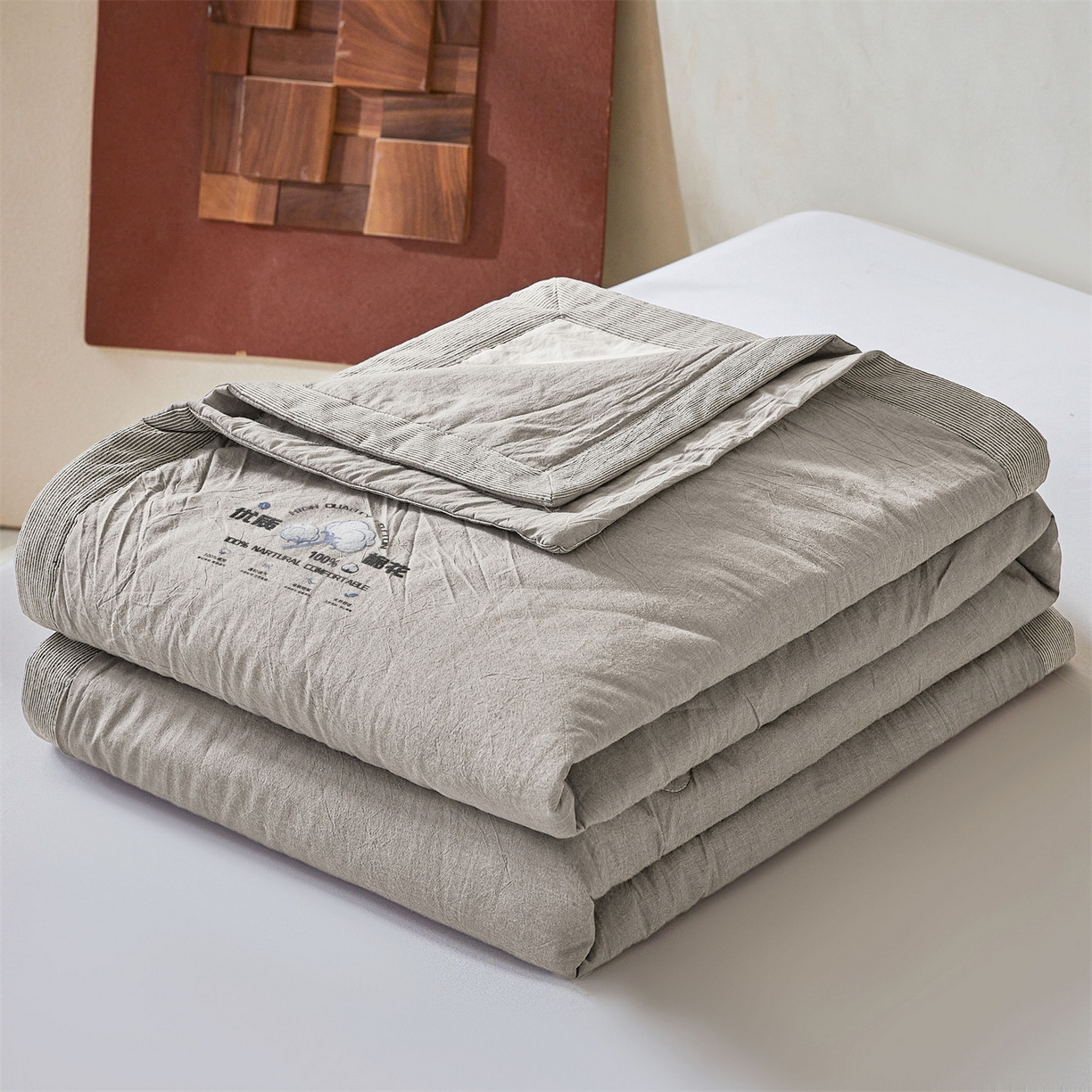 招财星家纺 2026新款棉花夏被无印风纯色新疆棉夏凉被空调被棉花夏被棉花被子百分百新疆棉（含质检报告买家秀） 简雅-中灰